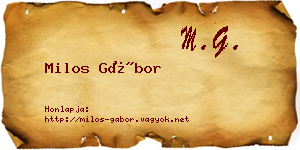 Milos Gábor névjegykártya