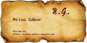 Milos Gábor névjegykártya
